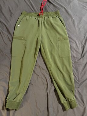 FIGS Women High Waisted Technical Collection Relaxed Jogger Olive Green Size XL